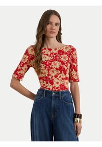 Lauren Ralph Lauren - LAUREN RALPH LAUREN Bluzka 200P09078001 Czerwony Slim Fit. Kolor: czerwony. Materiał: bawełna #1