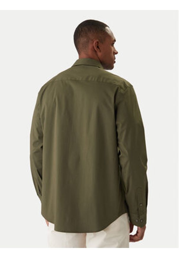 Calvin Klein Koszula LV04LB148G Khaki Slim Fit. Kolor: brązowy. Materiał: bawełna