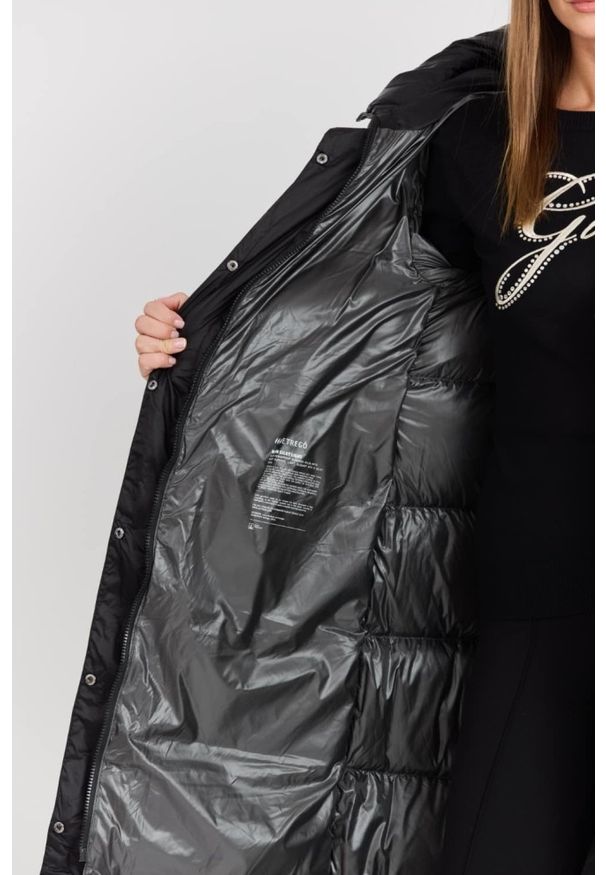 Hetrego - HETREGO Czarny damski puchowy płaszcz Karen Woman Quilted Coat, Rozmiar 40 EU - 44 IT. Kolor: beżowy. Materiał: puch. Długość rękawa: długi rękaw. Długość: długie. Styl: elegancki