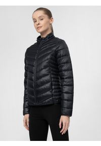 4f - Kurtka puchowa z wypełnieniem syntetycznym damska. Typ kołnierza: kołnierzyk stójkowy. Kolor: szary. Materiał: syntetyk, puch #1