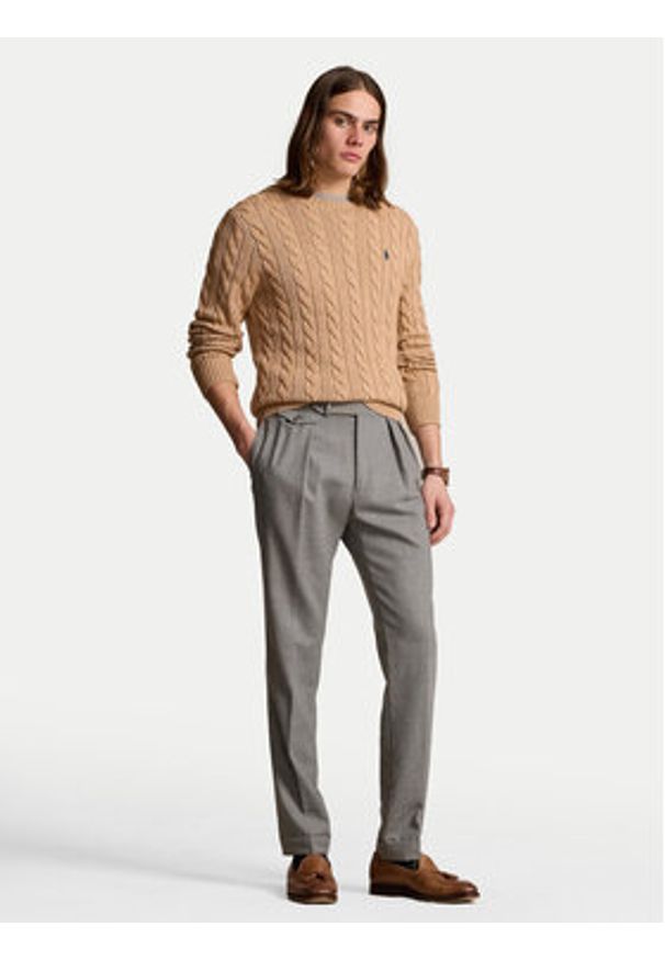 Polo Ralph Lauren Sweter 710775885014 Beżowy Regular Fit. Typ kołnierza: polo. Kolor: beżowy. Materiał: bawełna