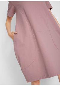 Sukienka bawełniana oversize, rękawy 1/2 bonprix różowobrązowy. Kolor: różowy. Materiał: bawełna. Typ sukienki: oversize #3