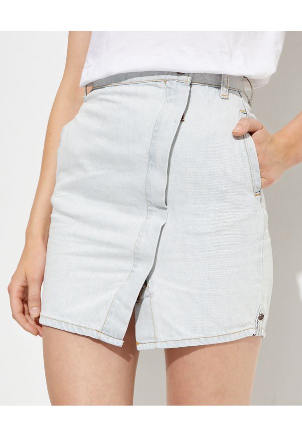 ONETEASPOON - Jeansowa spódnica Society. Stan: podwyższony. Kolor: niebieski. Materiał: jeans. Sezon: lato