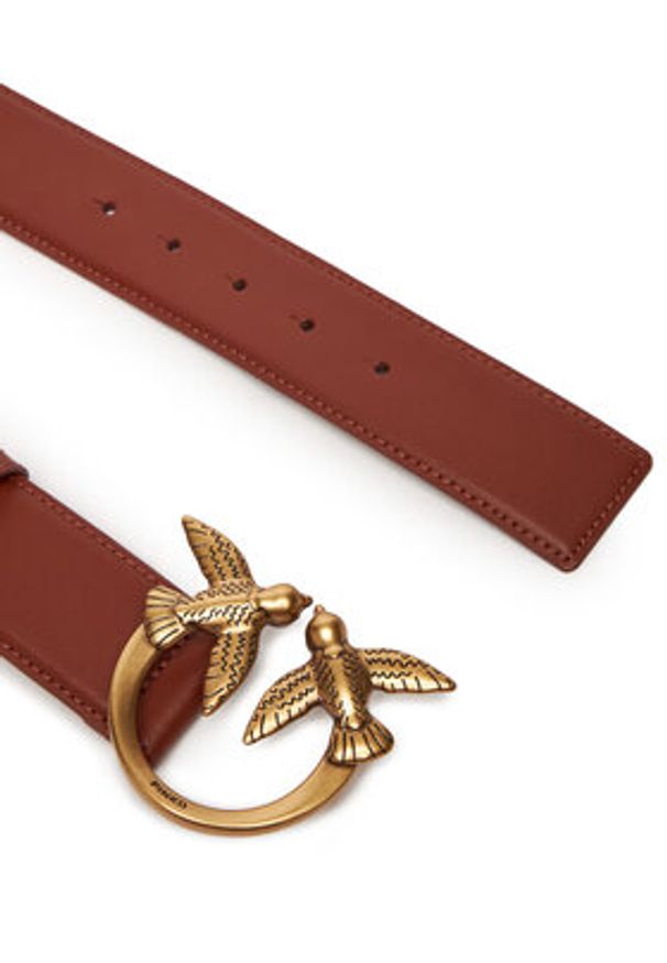 Pinko - PINKO Pasek Damski Love Berry H4 Belt AI 25-26 PLT01 100120 A0F1 Brązowy. Kolor: brązowy. Materiał: skóra