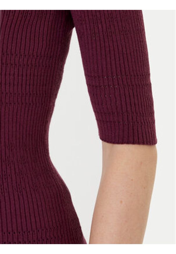 TwinSet - TWINSET Sweter 252TP3240 Bordowy Regular Fit. Kolor: czerwony. Materiał: wiskoza