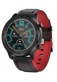 GARETT - Smartwatch Garett Men 5S czarno-czerwony, skórzany. Rodzaj zegarka: smartwatch. Kolor: czarny, czerwony, wielokolorowy. Materiał: skóra. Styl: wakacyjny, sportowy #1