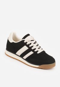 Born2be - Czarne Sneakersy z Dwoma Paskami Evilirea. Okazja: na co dzień. Zapięcie: pasek. Kolor: czarny. Materiał: dresówka #4