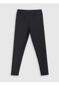 4f - 4F Legginsy dzianinowe z wysokim stanem dziewczęce - czarne 158/164 (12-14 lat). Stan: podwyższony. Kolor: czarny. Materiał: dzianina. Sezon: lato #1