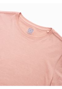 Ombre Clothing - T-shirt męski bawełniany BASIC - różowy V9 S1370 - XXL. Kolor: różowy. Materiał: bawełna. Styl: klasyczny