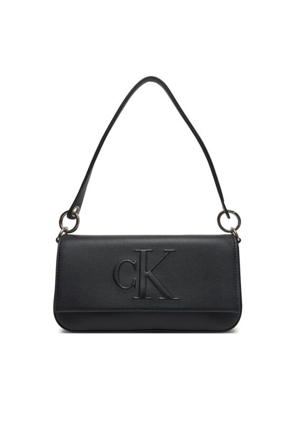 Calvin Klein Jeans Torebka Sculpted Flap Shoulder Pouch LV04K3148G Czarny. Kolor: czarny. Materiał: skórzane