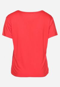 Born2be - Czerwony T-shirt Koszulka z Krótkim Rękawem z Dekoltem Ozdobionym Koronką i Cyrkoniami Novilla. Okazja: na co dzień. Kolekcja: plus size. Kolor: czerwony. Materiał: koronka. Długość rękawa: krótki rękaw. Długość: krótkie. Wzór: aplikacja, koronka. Styl: casual, klasyczny, elegancki