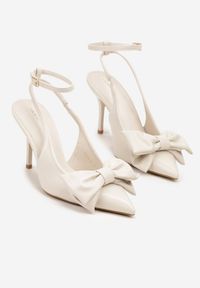 Renee - Beżowe Sandały Vices na Szpilce Slingback Ozdobione Kokardą Tilvanea. Okazja: na co dzień. Zapięcie: sprzączka. Kolor: beżowy. Wzór: aplikacja. Obcas: na szpilce. Styl: elegancki, casual #5