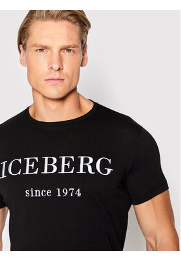 Iceberg T-Shirt 22II1P0F0146301 Czarny Regular Fit. Kolor: czarny. Materiał: bawełna