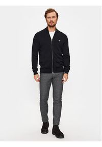 GANT - Gant Kardigan Casual Cotton Zip 8030164 Czarny Regular Fit. Okazja: na co dzień. Kolor: czarny. Materiał: bawełna. Styl: casual #4