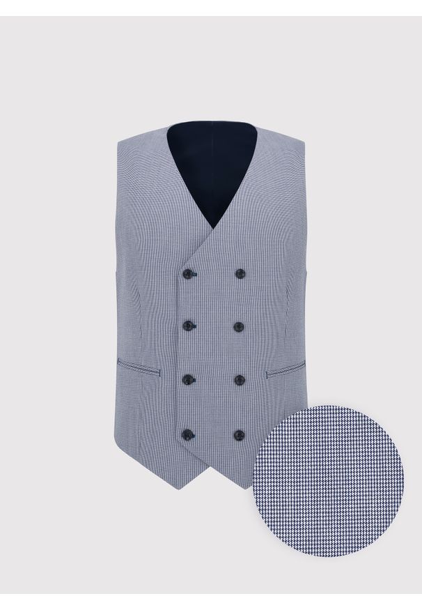 Pako Lorente - PAKO LORENTE - Dwurzędowa kamizelka męska w pepitkę. Materiał: poliester, wiskoza, elastan. Styl: elegancki, młodzieżowy
