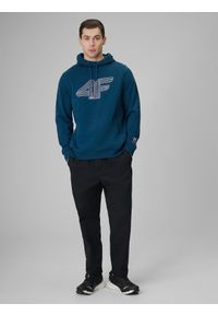 4f - 4F Bluza dresowa regular z kapturem męska - turkusowa 3XL. Okazja: na co dzień, na spacer. Typ kołnierza: kaptur. Kolor: turkusowy. Materiał: dresówka. Styl: casual, sportowy #2