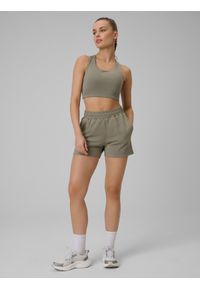 4f - 4F Spodenki treningowe szybkoschnące damskie - oliwkowe L. Stan: podwyższony. Kolor: oliwkowy, brązowy, wielokolorowy. Materiał: włókno. Sport: fitness #1