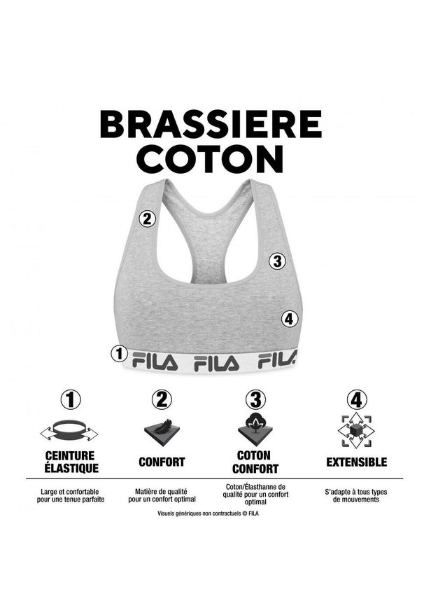 Bawełniany biustonosz damski Fila. Kolor: czarny. Materiał: bawełna. Sport: fitness