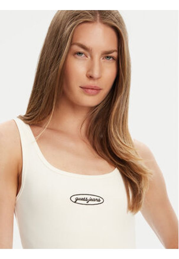 Guess Jeans Top W5YP35 KA0H1 Écru Regular Fit. Materiał: bawełna