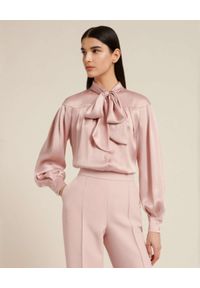Luisa Spagnoli - LUISA SPAGNOLI - Różowa koszula Lettere. Kolor: wielokolorowy, fioletowy, różowy. Materiał: jedwab, tkanina. Długość: długie