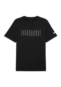 Puma - Męska Graficzna Koszulka Sportowa. Kolor: czarny. Sport: turystyka piesza