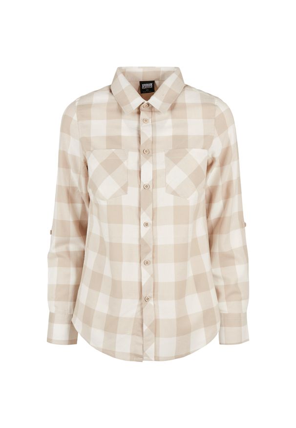 Damska koszula flanelowa w kratę Urban Classics Turnup. Kolor: biały. Wzór: kratka