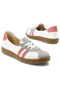 Trampki damskie Armodo, sznurowana konstrukcja z kontrastowymi paskami po bokach i klasycznym noskiem, białe, n1341-139/444/1236. Zapięcie: pasek. Kolor: szary. Styl: klasyczny #2