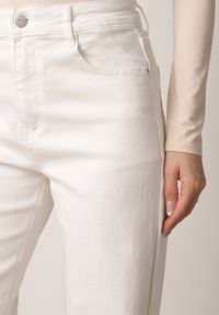 Born2be - Białe Szerokie Jeansy z Bawełny z Wysokim Stanem Dalinatea. Stan: podwyższony. Kolor: biały. Długość: długie. Wzór: gładki. Sezon: lato. Styl: klasyczny #4