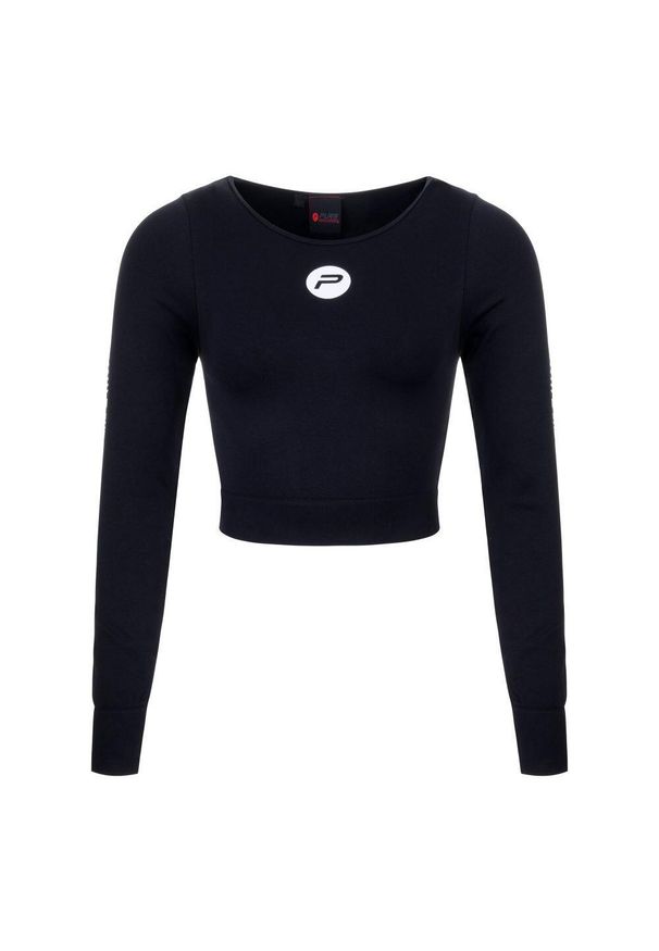 PURE 2 IMPROVE - Damski crop top z długim rękawem Pure2Improve. Kolor: czarny. Długość rękawa: długi rękaw. Długość: długie. Sport: fitness
