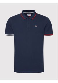 Tommy Jeans Polo Flag DM0DM12963 Granatowy Regular Fit. Typ kołnierza: polo. Kolor: niebieski. Materiał: bawełna