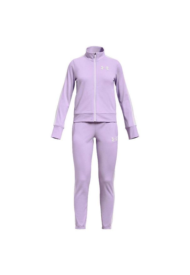 Under Armour - Dres sportowy dziecięcy UNDER ARMOUR Knit Track Suit bluza + spodnie. Kolor: fioletowy. Materiał: dresówka. Styl: sportowy