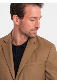 Ombre Clothing - Klasyczna marynarka męska z kieszenią na poszetkę - karmelowa V2 - Rozmiar: XXL. Materiał: poliester. Styl: klasyczny #5