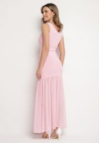 Born2be - Różowa Koktajlowa Sukienka z Wiskozą Ozdobiona Marszczeniem Galapina. Okazja: na imprezę. Kolor: różowy. Materiał: wiskoza. Wzór: aplikacja. Styl: wizytowy #5