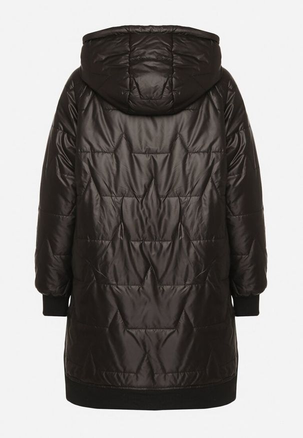 Born2be - Czarna Pikowana Kurtka Przejściowa z Kapturem i Ściągaczami Fesarena. Okazja: na co dzień. Typ kołnierza: kaptur. Kolor: czarny. Materiał: dzianina, jeans. Styl: casual, sportowy