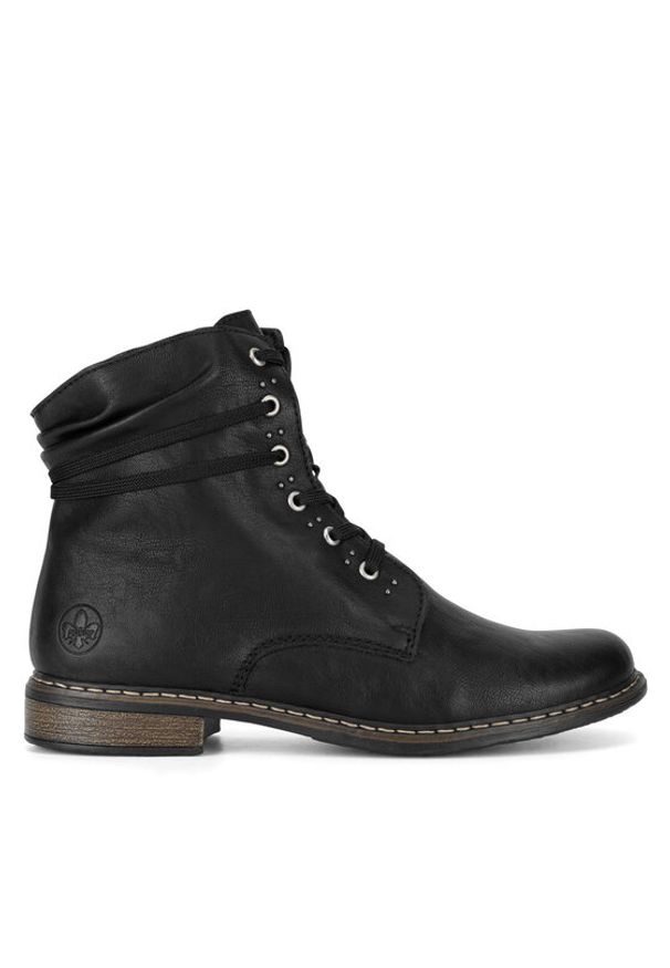 Rieker Botki 71218-00 Czarny. Kolor: czarny. Materiał: materiał