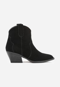 Renee - Czarne Botki Kowbojki na Stożku ze Skóry Naturalnej Liravetta. Okazja: na co dzień. Kolor: czarny. Materiał: skóra. Obcas: na stożku. Styl: casual, elegancki. Wysokość obcasa: średni #4