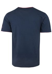 Prosty T-Shirt Męski z Lamówką na Dekolcie - Pako Jeans - Granatowy. Okazja: na co dzień. Kolor: niebieski. Materiał: bawełna. Styl: casual