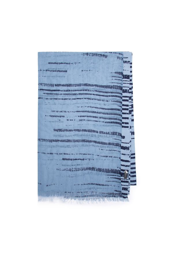 Wittchen - Damski szal z bawełną w nieregularne paski granatowo-niebieski. Kolor: niebieski. Materiał: bawełna. Wzór: paski. Styl: elegancki