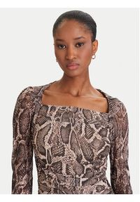 Guess Sukienka koktajlowa W5BK65 KCZC2 Beżowy Slim Fit. Kolor: beżowy. Materiał: syntetyk. Styl: wizytowy #2