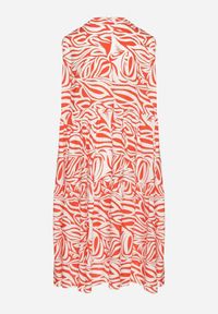 Born2be - Czerwona Bawełniana Rozkloszowana Sukienka z Geometrycznym Wzorem Annivaria. Okazja: na co dzień. Typ kołnierza: dekolt w kształcie V. Kolor: czerwony. Materiał: bawełna. Wzór: geometria. Typ sukienki: rozkloszowane. Styl: elegancki, casual, klasyczny #7