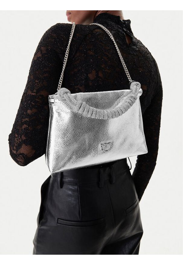 Pinko - PINKO Torebka Mini Clutch+Manico SP Al 25-26 PLTT 105908 A2WD Srebrny. Kolor: srebrny. Materiał: skórzane