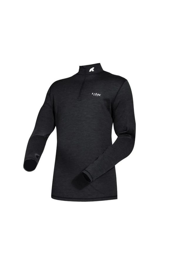 FJORK MERINO - Koszulka z długim rękawem męska wykonana w 100% z wełny merynosów – Finn 210 Zip. Kolor: czarny. Materiał: wełna. Długość rękawa: długi rękaw. Długość: długie