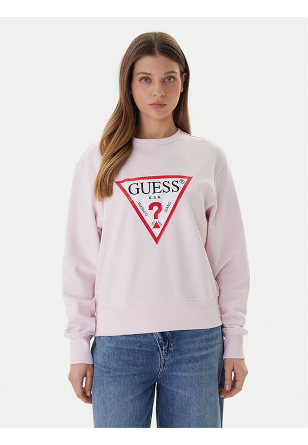 Guess Bluza W2YQ16 KBA11 Różowy Regular Fit. Kolor: różowy. Materiał: bawełna