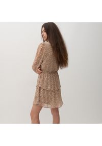 Reserved - Wzorzysta sukienka mini - Brązowy. Kolor: brązowy. Długość: mini #1