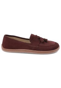 Bordowe Mokasyny Z Frędzlami Armodo Damskie Obuwie Barefoot. Okazja: na co dzień. Kolor: czerwony. Materiał: zamsz. Styl: casual, elegancki #3