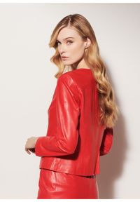 Ochnik - Czerwona kurtka damska ze skóry naturalnej. Kolor: czerwony. Materiał: skóra #2
