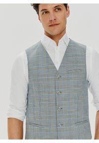 Pako Lorente - PAKO LORENTE – Męska szara kamizelka w kratę. Okazja: na wesele, na ślub cywilny. Kolor: szary. Materiał: poliester, wiskoza, elastan #9