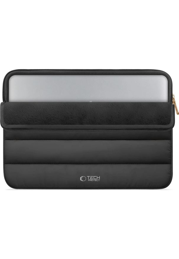 TECH-PROTECT - Etui Tech-Protect Fluffy Laptop 13-14 czarny. Kolor: czarny. Materiał: materiał. Styl: elegancki, casual