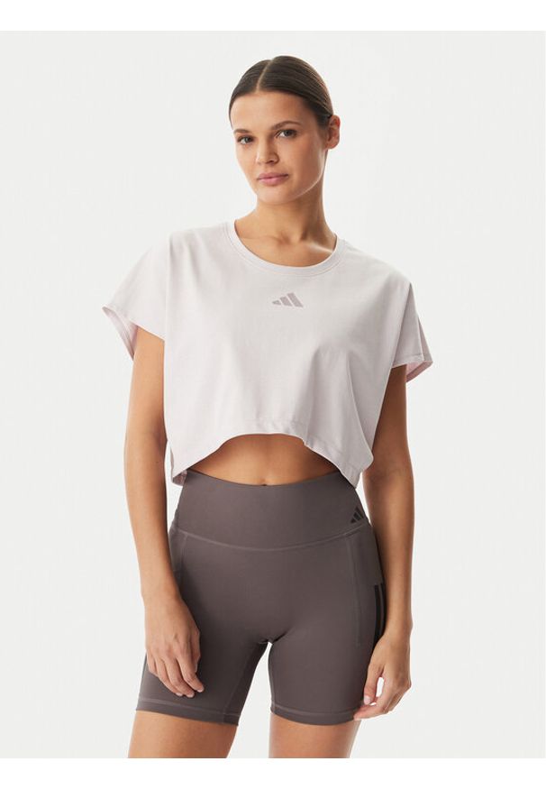 Adidas - adidas T-Shirt Power Workout KE8052 Fioletowy Loose Fit. Kolor: fioletowy. Materiał: bawełna