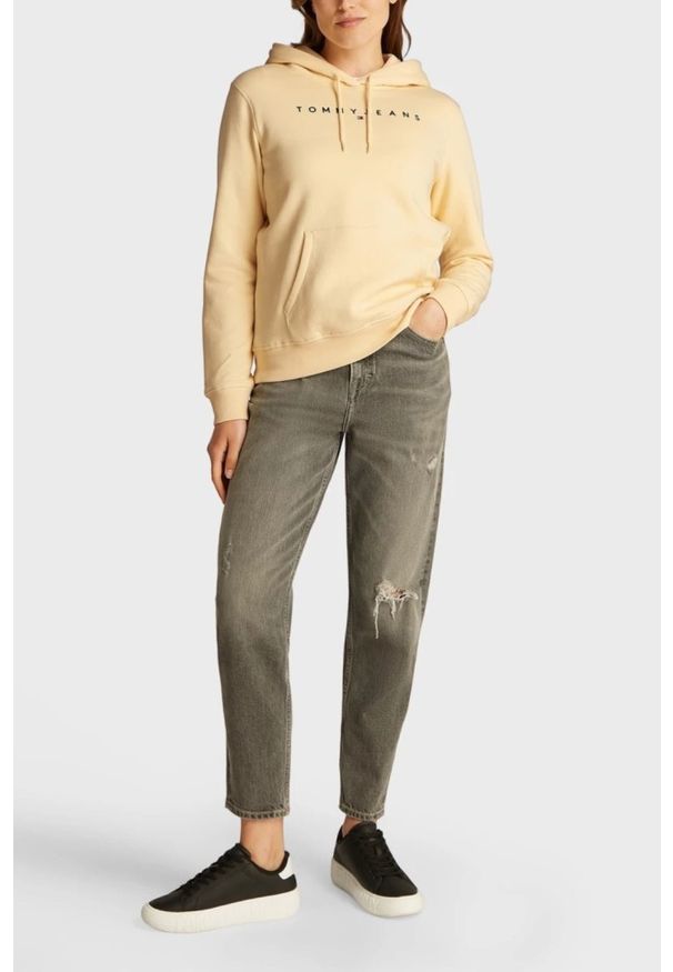 Tommy Jeans - TOMMY JEANS Żółta damska bluza z kapturem, Rozmiar M. Typ kołnierza: kaptur. Kolor: żółty